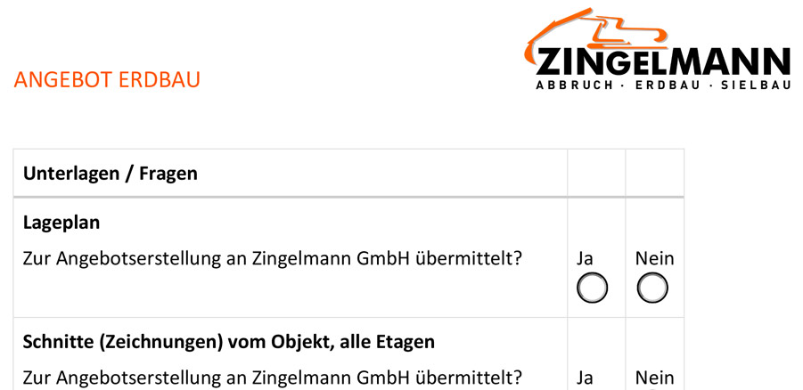 Vorschau Angebot Erdbau ZIngelmann GmbH
