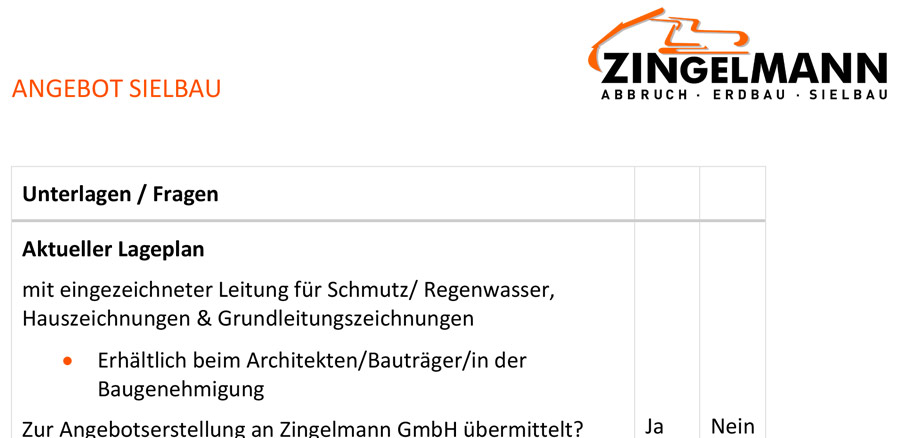 Vorschau Angebot Sielbau Zingelmann GmbH